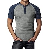 H2H Mens Henley - Raglan Short Sleeve Casual Slim Fit T-Shirts