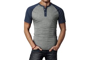 H2H Mens Henley - Raglan Short Sleeve Casual Slim Fit T-Shirts