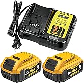Luxionbatt 2-Pack 8000mAh 20V Max Lithium-Ion Battery & Charger Combo, High Capacity Replacement for DEWALT 20V MAX Battery Power Tools, Fast Charging Included