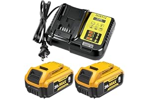 BATTPRYONIC 2-Pack 8000mAh 20V Max Lithium-Ion Battery & Charger Combo, High Capacity Replacement for DEWALT 20V MAX Battery Power Tools, Fast Charging Included