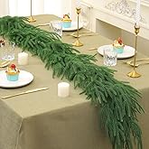 Jasion 9 Ft Christmas Garlands Norfolk Pine Garland Real Touch Artificial Faux Greenery Garland for Holiday Indoor Outdoor Table Wall Mantle Fireplace Decor