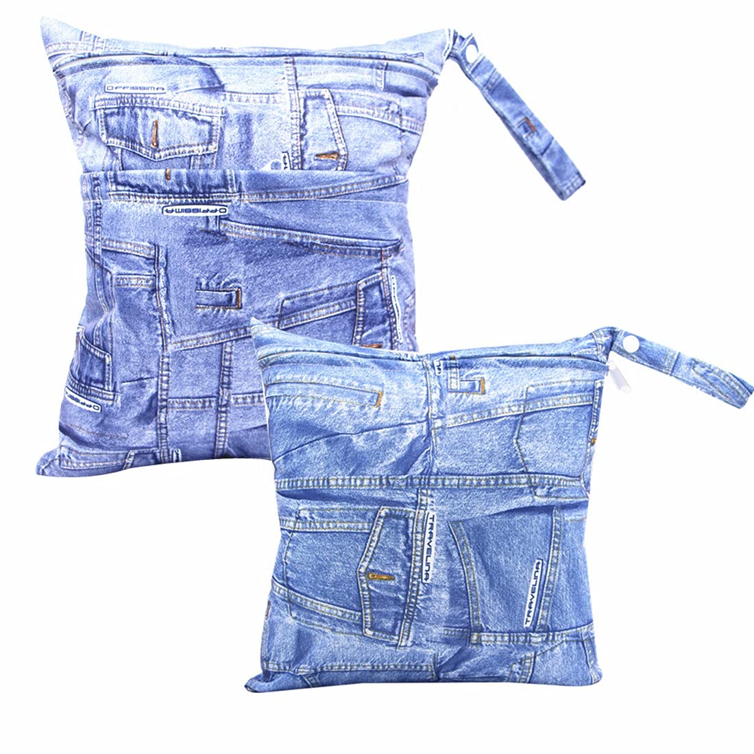 xingmo Wet Dry Bag, Nappy Organizer Bag, Reusable Zipper Diaper Bag, Hanging Wet or Dry Clothes Storage Bag (8# M+L)