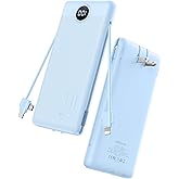 VRURC Portable Charger Power Bank - 10000mAh Fast Charging 22.5W USB Port Fast Charging Power Bank,4 Outputs Dual Inputs Slim Compact Rechargeable Battery Pack Travel Accessories-Blue(1 Pack)
