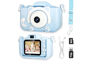 SUPERUS Kids Camera, Toddler Camera for 3 4 5 6 7 8 Years Old, HD Kids Digital Video Cameras, Children Selfie Camera Christmas Birthday Gifts for Girls Boys 3-12 - 32G SD Card Included (Blue)