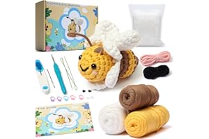 Anowpo Crochet Kit for Beginners，Crochet Animal Set DIY for Starters Adult Kids，Gifts for 3 4 5 6 7 8 9 10 Year Old Girl，Teen Girl Gifts Birthday Christmas with Step-by-Step Video Tutorials (Bee)