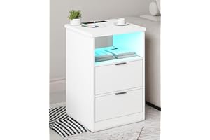 MIRROTOWEL Nightstand, 2 Drawers，with Drawer and Storage Shelf, Bedside Table End Table, Modern Night Stand for Bedroom, Home Office (White)