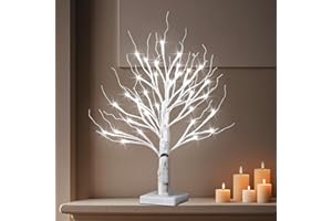 BDUSXYZ Money Tree Gift Holder - 36 LED Lighted Display Tree with Clips Lighted Tabletop Decoration Gift Card Tree (White)