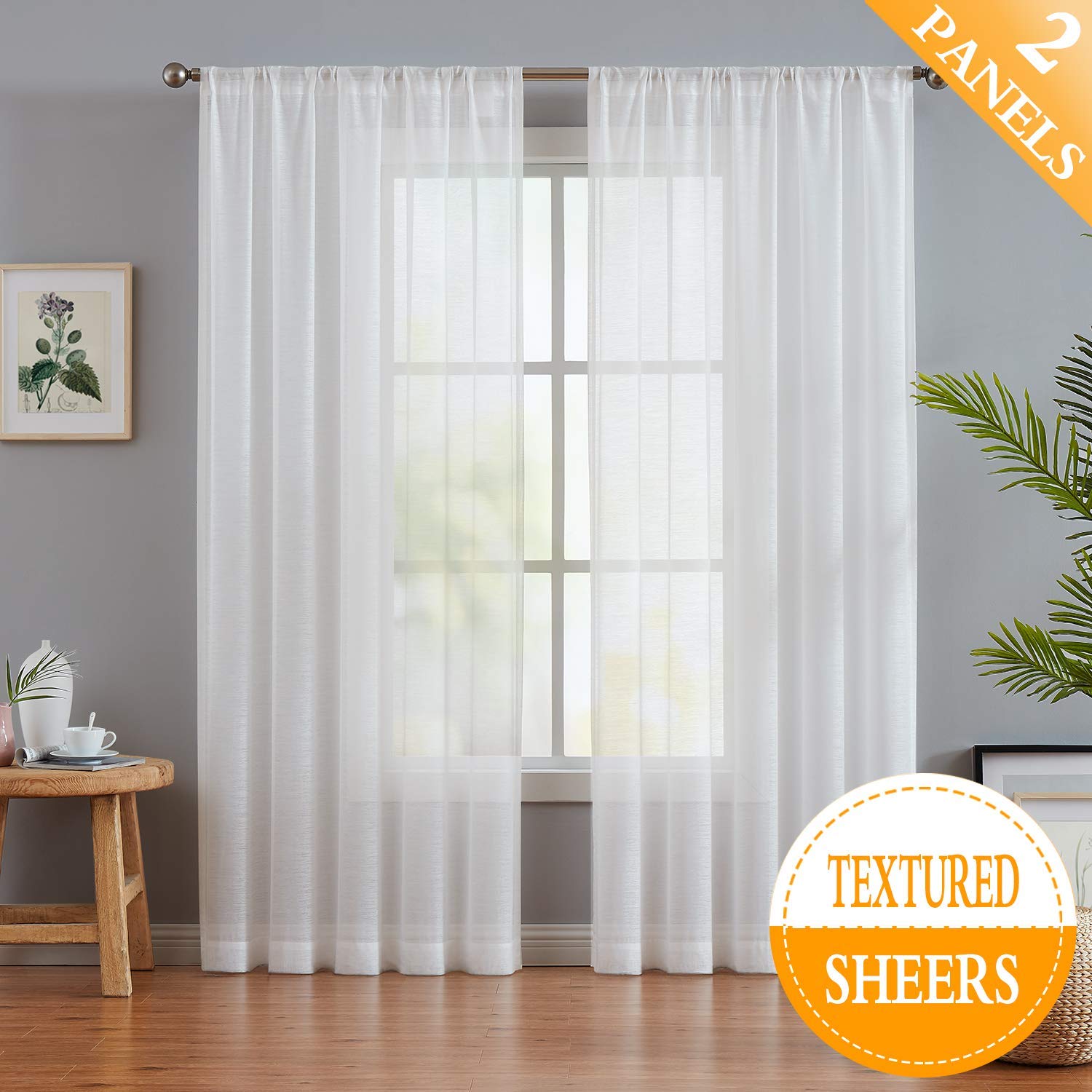 Amazon Com White Sheer Curtains 108 Inches Long For Living Room