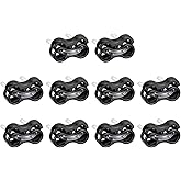 uxcell Spring Cord Lock End Toggle, 10Pcs Double Hole Spring Stopper Alloy Fastener Slider Toggles Clip for Drawstrings, Shoelaces, Bags (Black,15.6x9.4mm)