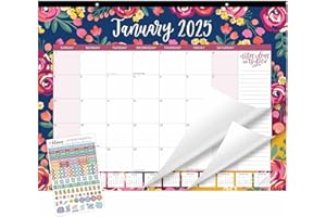 bloom daily planners 2025 Desk Calendar - 21" x 16" Large Monthly Organizer Pad with Stickers (January 2025 - December 2025) Desktop Blotter - Vintage Floral