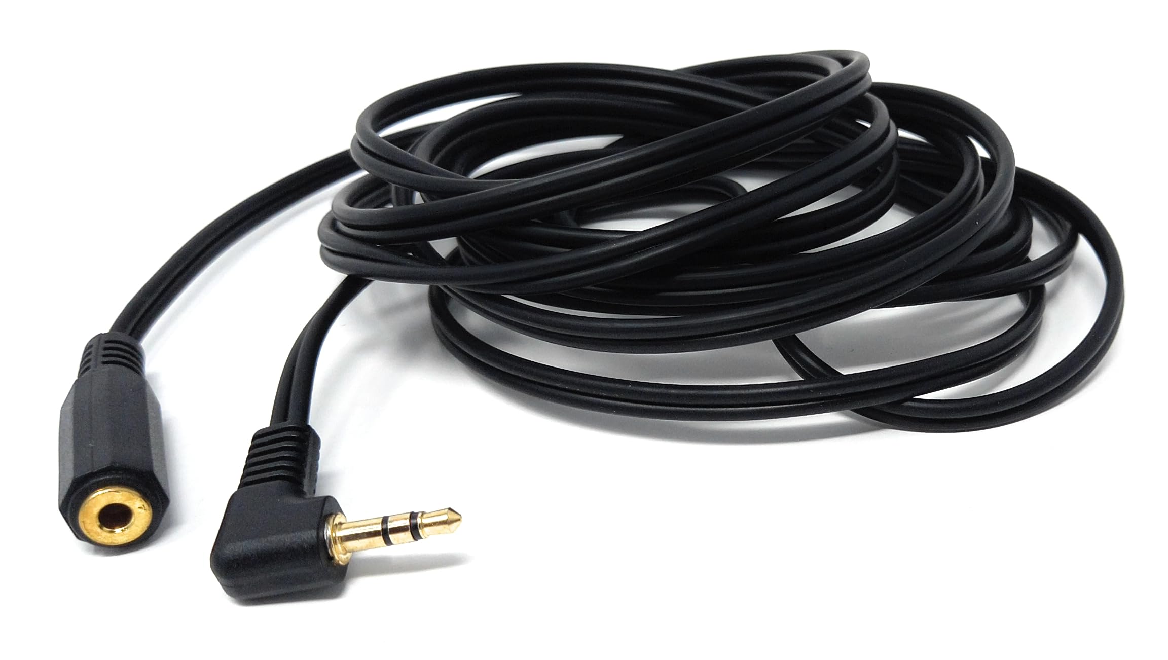 DRUT 3m 3.5mm Right Angle Stereo Jack to Socket Headphone, Audio Devices AUX 1/8'' Extension Cable Lead (Black, 10ft.)