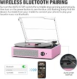 Cotsoco Vinyl Record Player 3 Speed Belt-Driven with Bluetooth Speakers Pale view 3