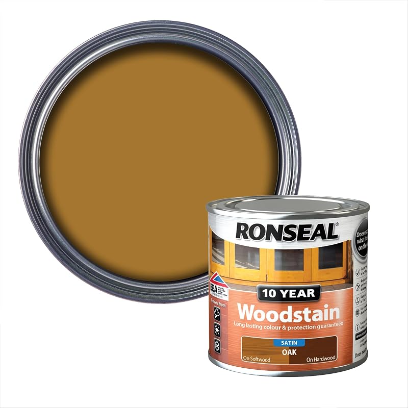Ronseal 10 Year Woodstain Oak 250ml BBA Approved Rainproof Protection