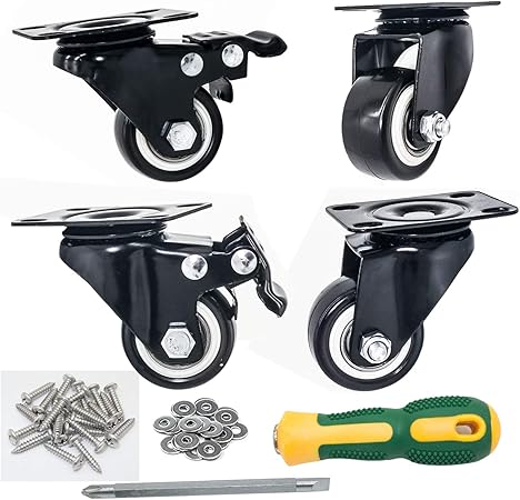 Amazon Co Jp Yongxuan 耐摩耗 ミュート 荷物交換ホイール ゴム製回転キャスター修理キット 直径1 7インチ 43mm X 4セット 車 バイク