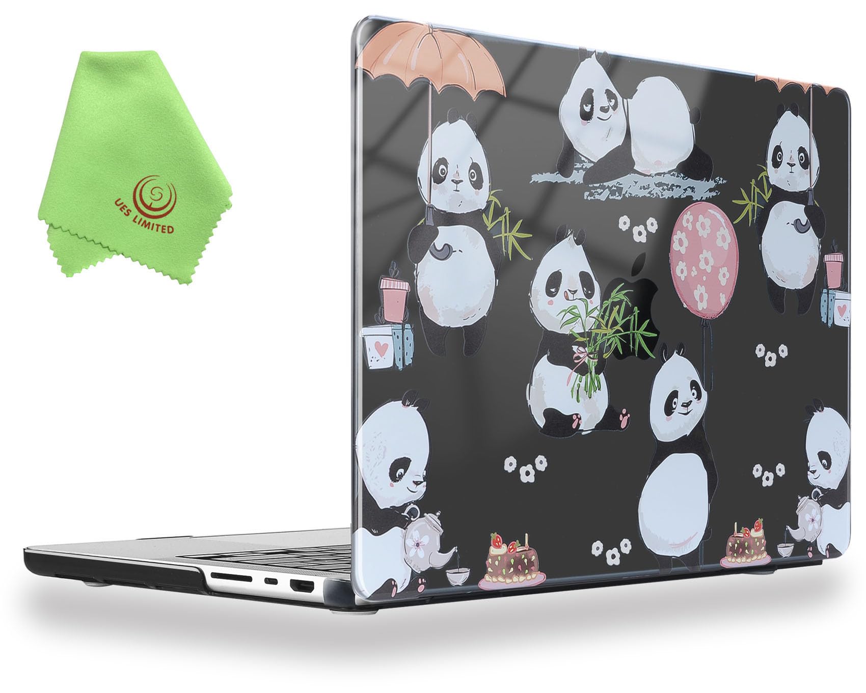 UESWILL Case Compatible with 2021-2026 MacBook Pro 16 inch M5 M4 M3 M2 M1 Pro Max chip, Creative Design Pattern Hard Shell Cover + Microfiber Cloth, Panda