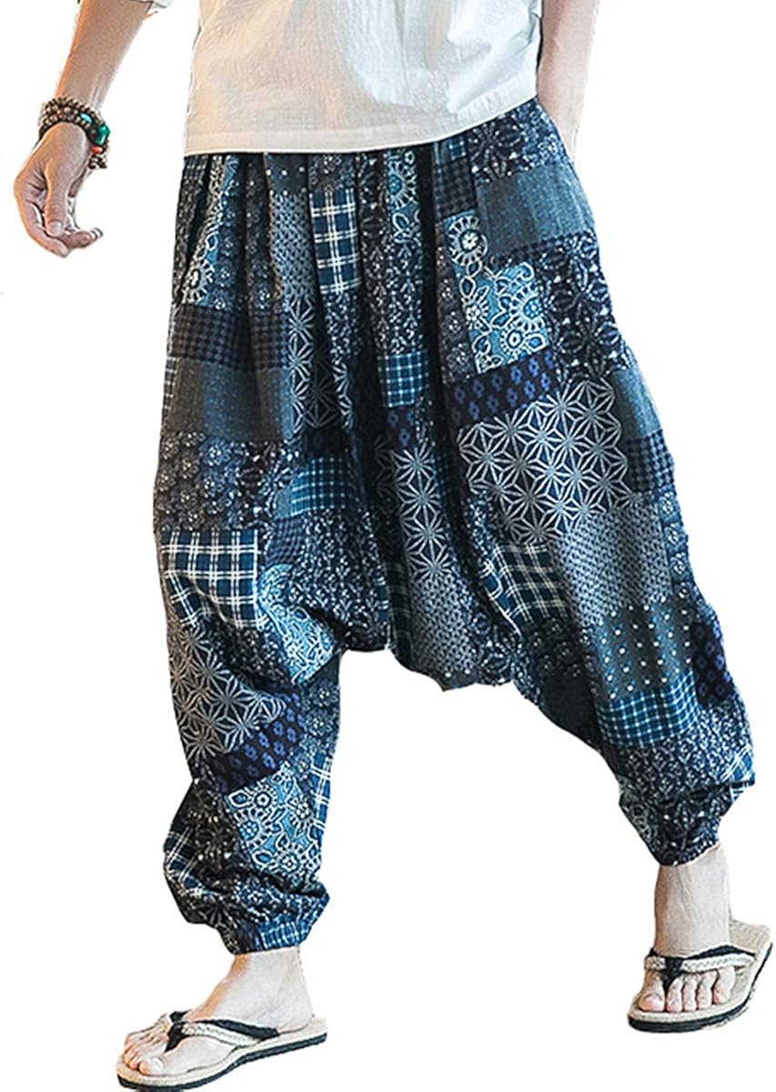 PERDONTOO Men Women Cotton Harem Yoga Baggy Genie Boho Pants: Clothing