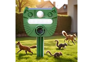 CKUKARM Solar Animal Repeller Ultrasonic Animal Repellent Deer Repellent Devices with LED Flashing Light to Repel Cat, Squirrel, Deer, Raccoon, Skunk, Rabbit, Rat, Dog, Waterproof with Motion Detector