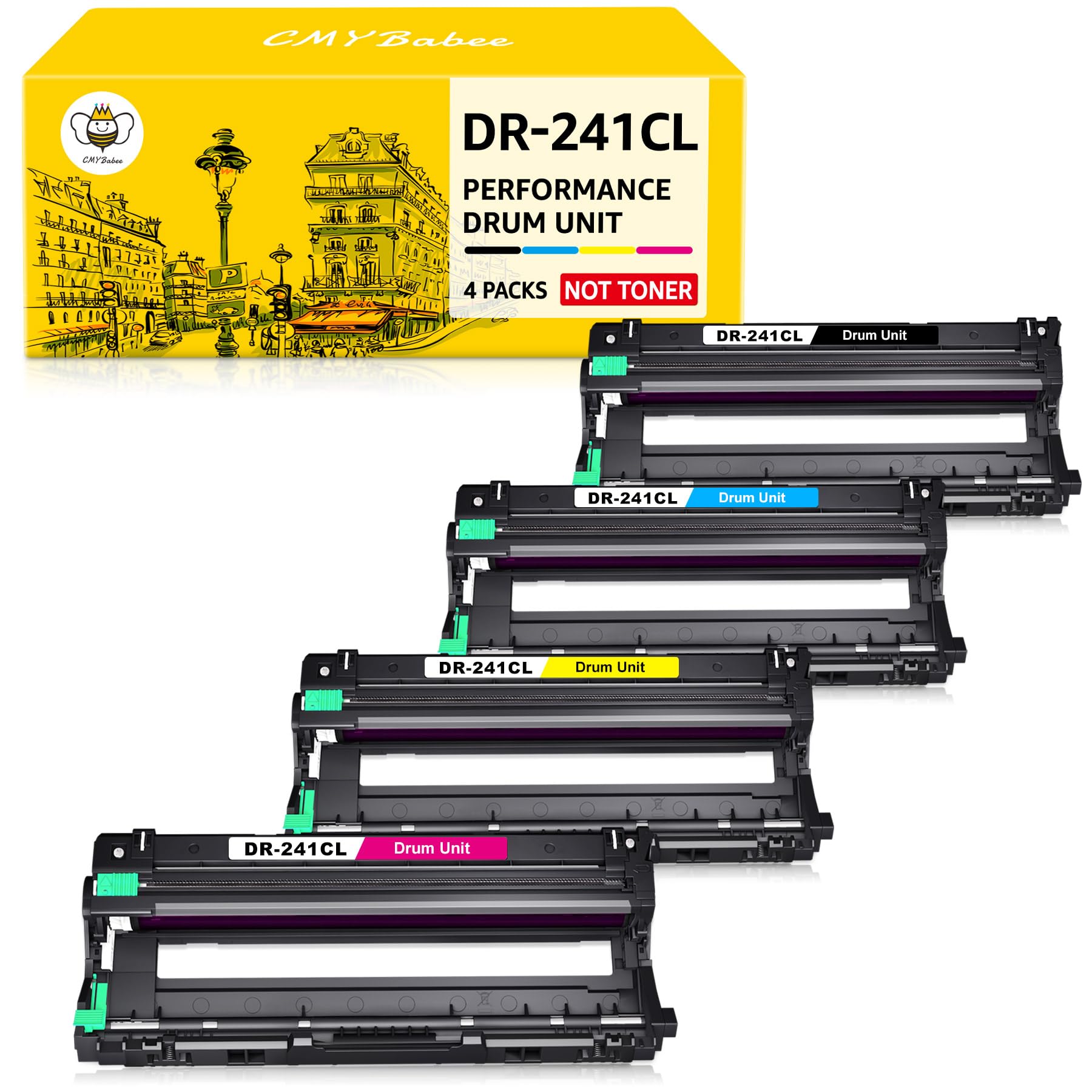 CMYBabee DR-241CL Compatible for Brother DR241 DR241CL Drum Unit for Brother DCP-9020CDW Drum Unit HL-3140CW DCP-9015CDW HL-3150CDW HL-3170CDW HL-3142CW MFC-9140CDN DCP 9020CDW Drum (4 Pack)