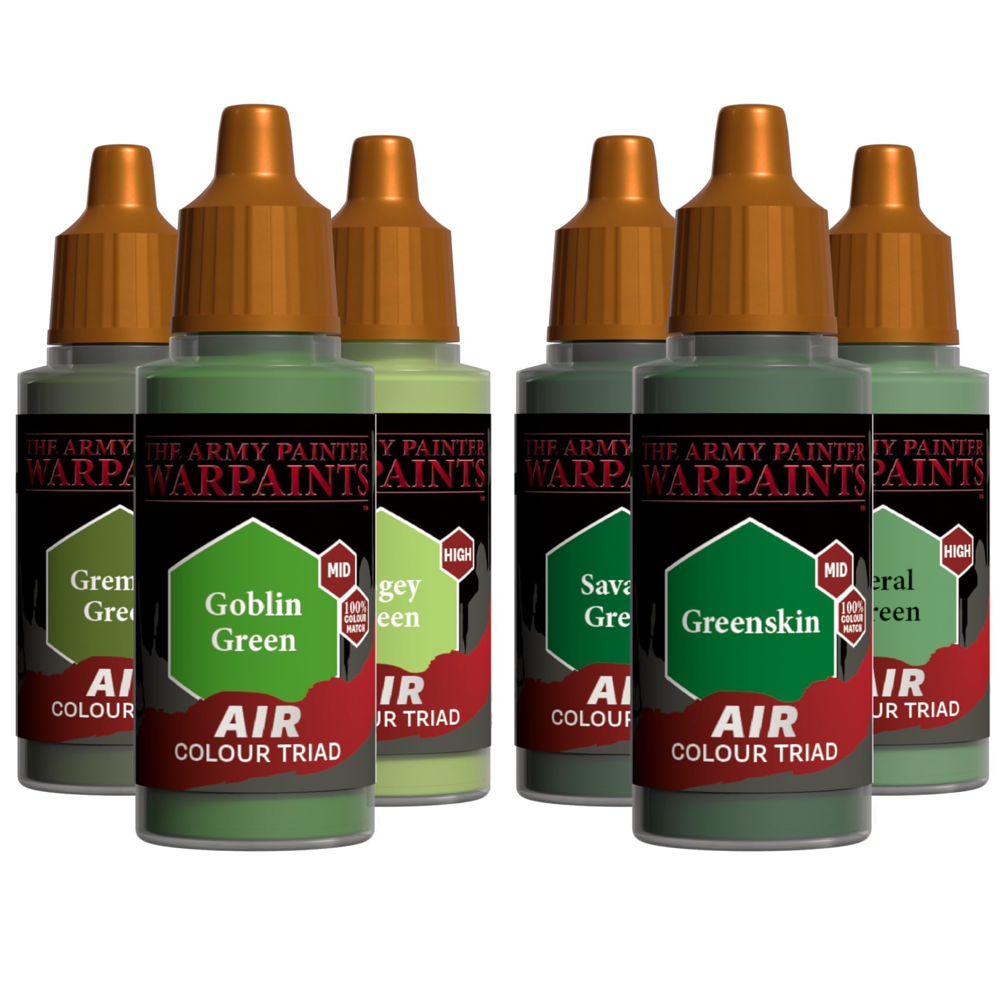 The Army Painter, Air Triads Orcs + Goblins - Airbrush-Ready Paint Orcs + Goblins with 6 x 18 ml Pre-thinned Acrylic Spray Paints - Air Paints for D&D & Warhammer Miniatures