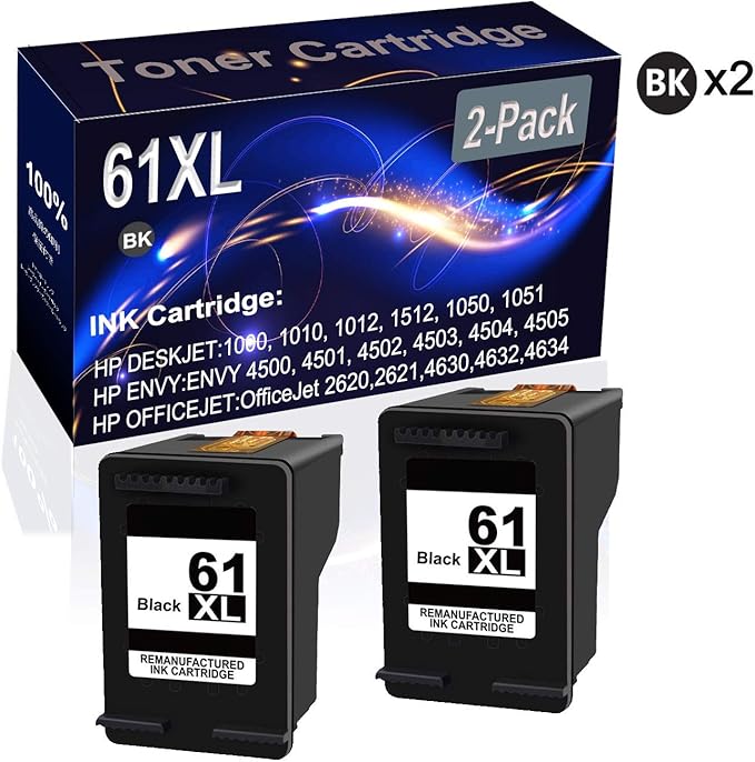 Amazon.com: 2-Pack (Black) Remanufactured High Yield 61XL 61 XL Ink Cartridge use for HP 4500 