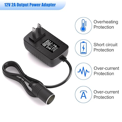 Suacopzar AC to DC Converter 12V 24W Car Cigarette Lighter Socket, 100-240V  to 12V 2A AC/DC Power Adapter Power Supply Transformer US Plug(NOT for  Vacuum Cleaner Air Compressor Air Pump Inflator) in