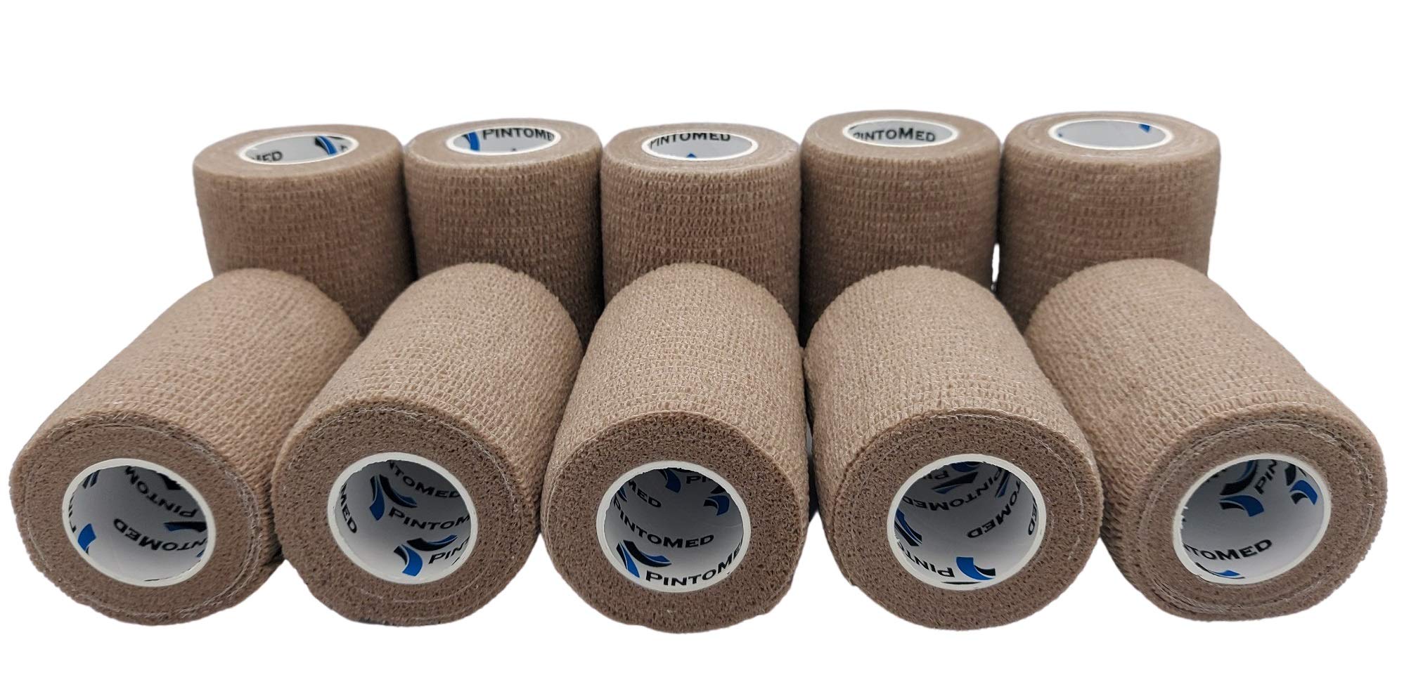 PintoMed – 10 X Beige X 7.5CM X 4.5M - Cohesive Bandage Stretched, Self-Adhesive Flexible Bandages, First Aid Sports Wrap Bandages Pack Individually for Medical, Sports and Veterinary use. — image 1