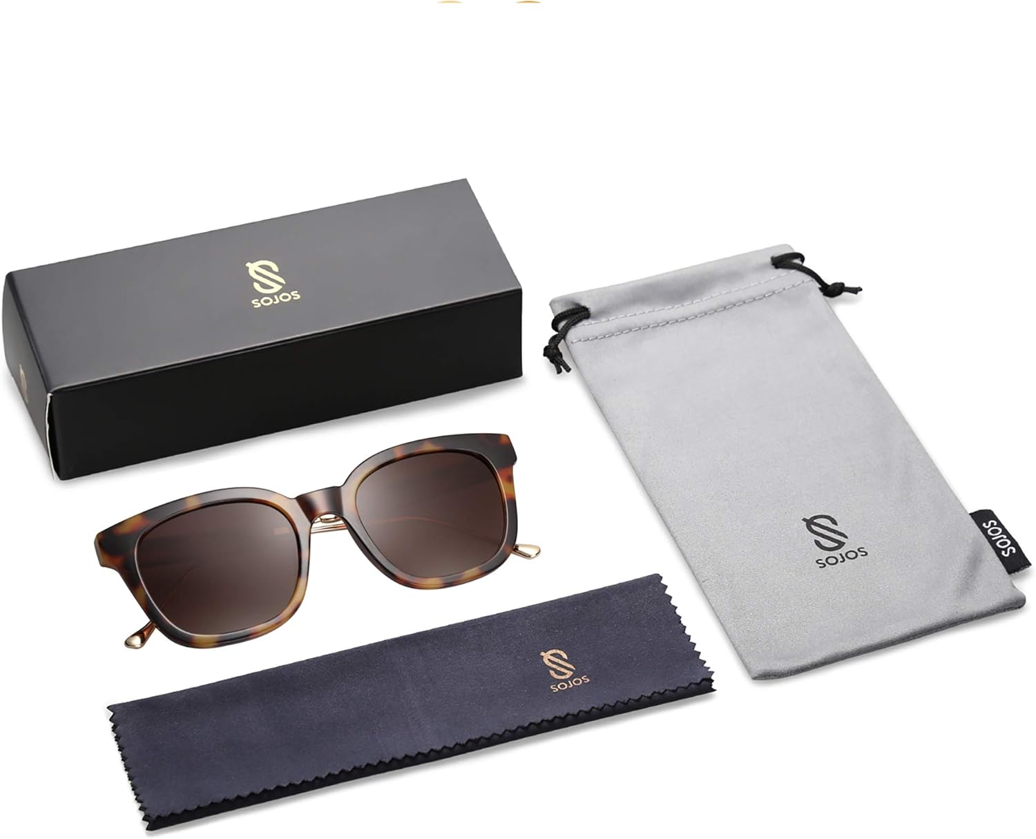 SOJOS Classic Square Polarized Sunglasses Unisex UV400 Mirrored Glasses SJ2050 with Tortoise Frame/Gradient Brown Lens: Shoes