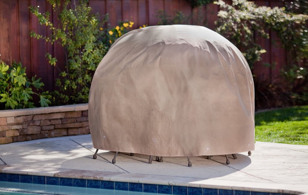 Duck Covers Elite Round Patio Table Chair Set Cover with Inflatable