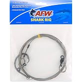 AFW Shark Rigs &ndash; 12/0 or 16/0 Mustad Circle Hook with 8 ft 7x7 Cable &amp; 4 ft Single Strand Leader &ndash; Heavy Duty Pre-Rigged Shark Fishing Leader for Saltwater, Surf, Pier &amp; Offshore Fishing