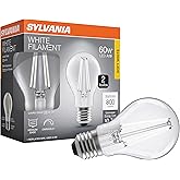 Sylvania A19 Clear LED White Filament Bulb, 6.5W, Dimmable, 800 LMS, Medium Base, 2700K, Soft White - 2 Pack (42170)