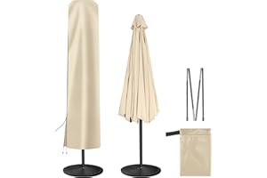 AckMizz Patio Umbrella Cover - Outdoor Umbrella Covers with Folding Rod, Waterproof Oxford, Parasol Cover for 7.5ft 8ft 9ft 10ft 11ft Round Table Umbrella (Beige)