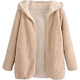 zaful hooded open front lamb wool teddy coat