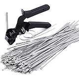 Sinlon Stainless Steel Cable Tie Gun, Special Tool For Fastening And Cutting Metal Cable Ties, With 150pcs 11.8in Uv Resistan