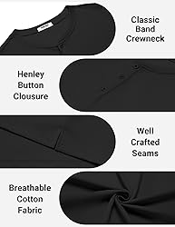 COOFANDY Tee Shirts Cotton Mens Shirts Henley
