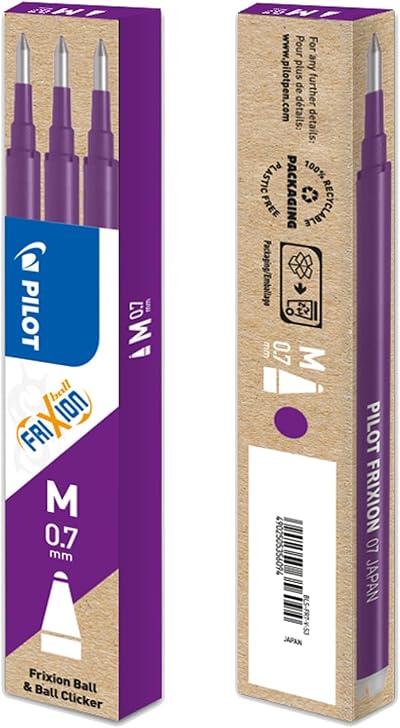 PILOT Frixion 0.7mm Refill Violet Purple Pack of 3