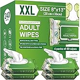 Adult Wipes Extra Large Scented - Skin-Friendly Incontinence Wet Wipes for Adults & Elderly No-Rinse Disposable Washcloths - 