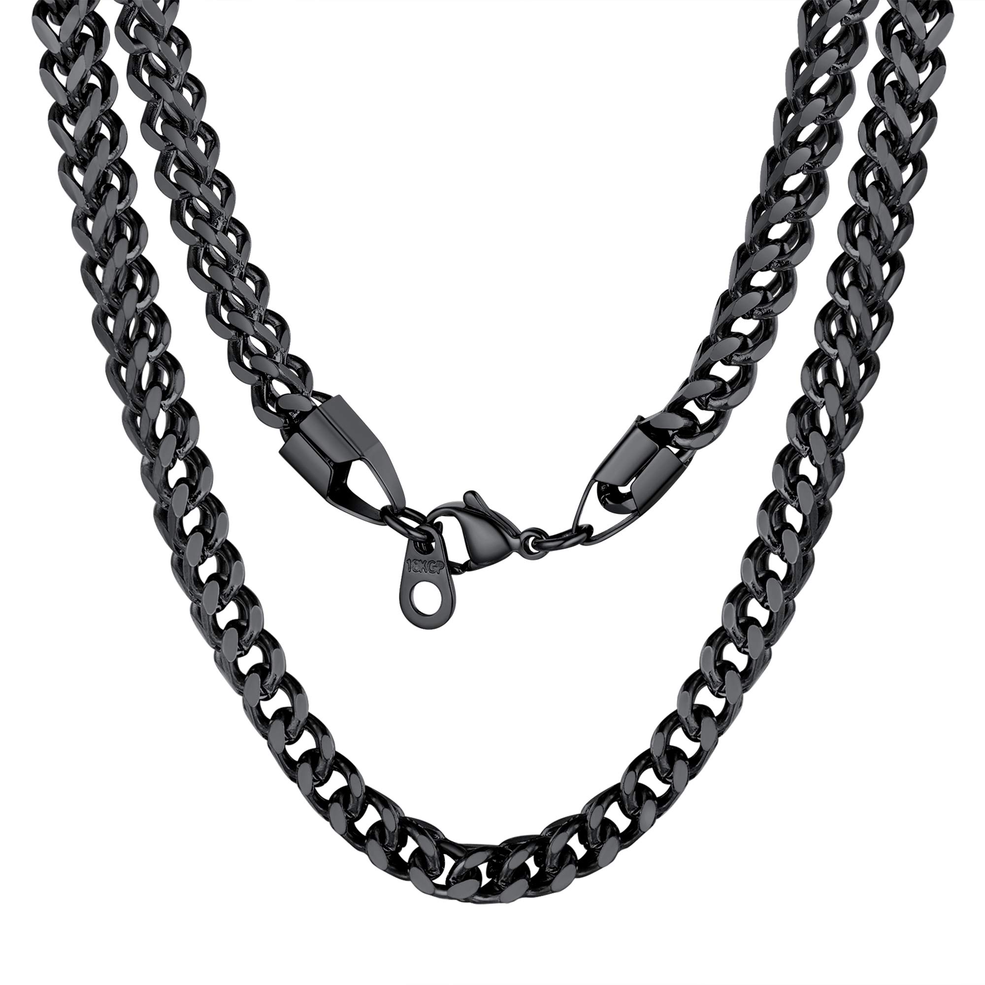 U7 4mm Chain Necklace Men Black Chains Mens Necklaces for Women