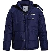 DKNY Boys Puffer Jacket - Wind Water Resistant Polar Fleece Lined Boys Winter Coat - Cozy Kids Jacket with Sherpa Lined Hood