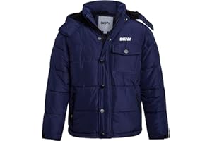 DKNY Boys Puffer Jacket - Wind Water Resistant Polar Fleece Lined Boys Winter Coat - Cozy Kids Jacket with Sherpa Lined Hood