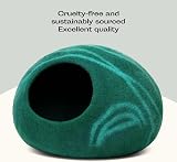 MEOWFIA Cat Cave Premium Felt Bed Merino Wool Emerald Medium view 5