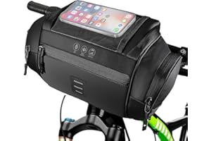 WOTOW Bike Handlebar Bag - 4.8L Reflective Bike Front Bag with Touch-Screen Phone Holder - Waterproof EVA Storage Bag with Sh