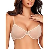 Avidlove Women Sexy Bra Sheer Mesh Unlined Underwire Bra See Throuh Support Everyday Bra
