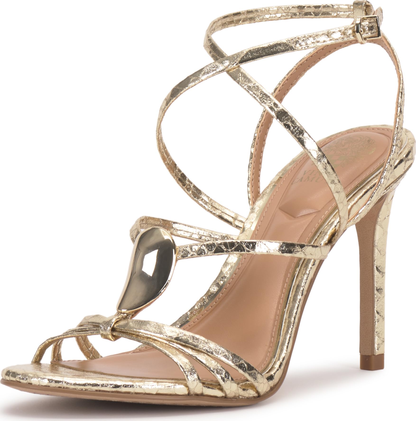 Vince Camuto Women’s Arlein Strappy High Heel Sandals, Gold, 8.5 Medium