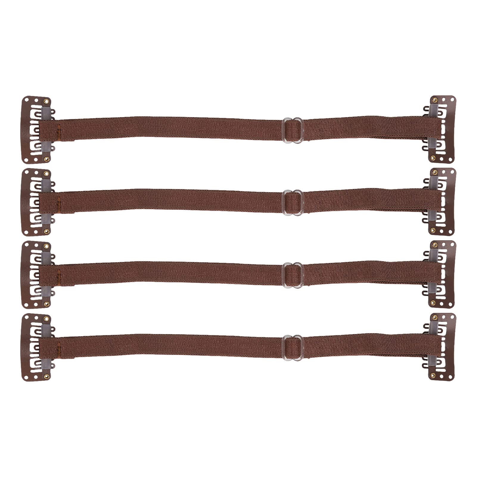 4PCS Face Lifting Band with Hairclip, Adjustable Elastic Facial Lift Belt for Eye Wrinkle Removal, Facelift Patch Straps for Women (Brown)