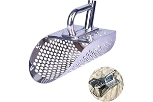 comincia Sand Scoops for Metal Detecting,Heavy Stainless Steel Metal Detecting Shovel with Hexahedron Leak Hole,Metal Detecting Accessories for Beach Treasure Hunting(Stainless Steel Shovel)