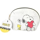 SALLY ROSE Peanuts Snoopy Makeup Bag | Large Dome Cosmetic Bag with Woodstock and Comic Print