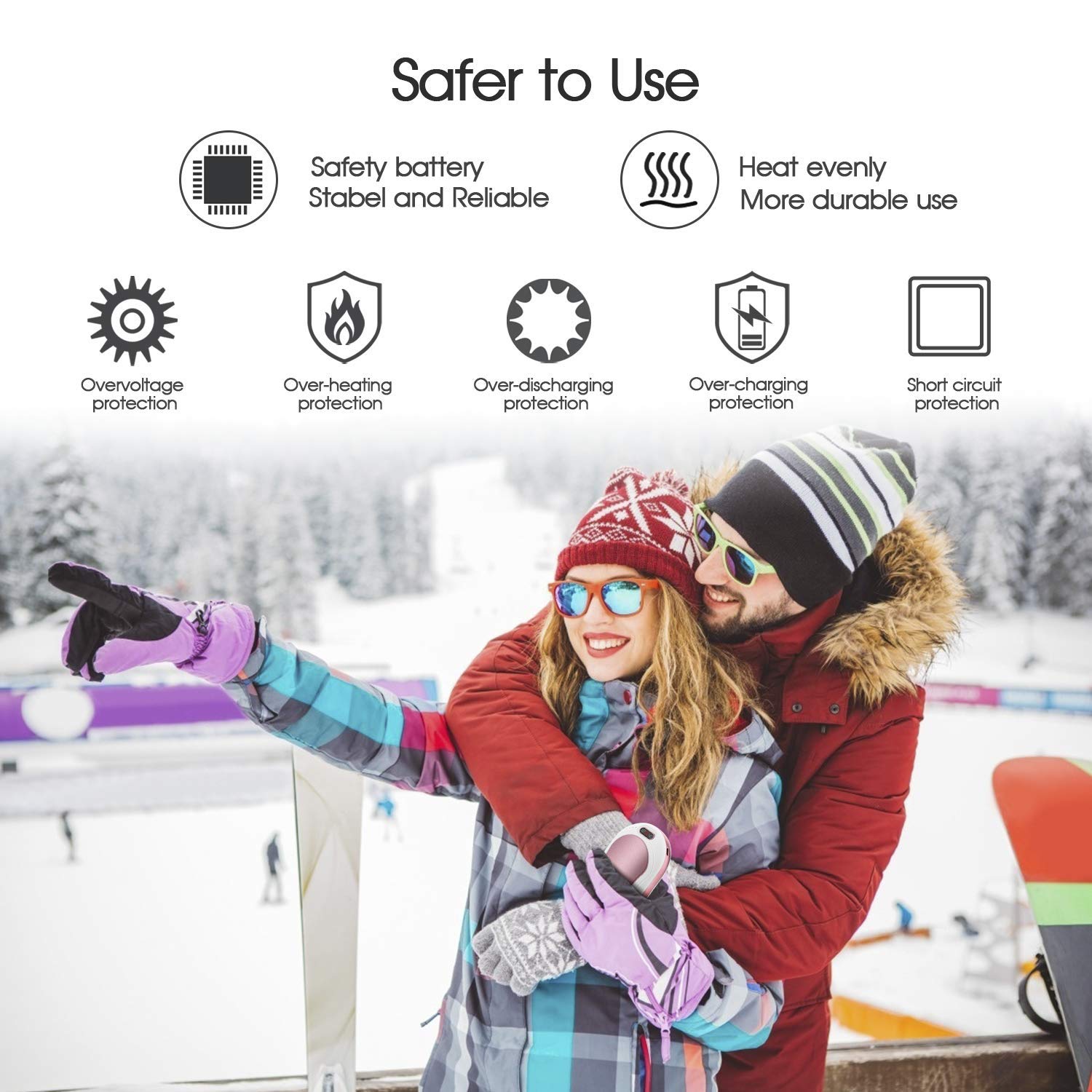 Electric Hand Warmer, 3 IN 1 USB Rechargeable Hand Warmer 6000mAh Power Bank Hand Warmer with Vibration Massage, LED Flashlight and Visible LCD Play, Great for Outdoor Sport, Winter Gifts- Rose Gold