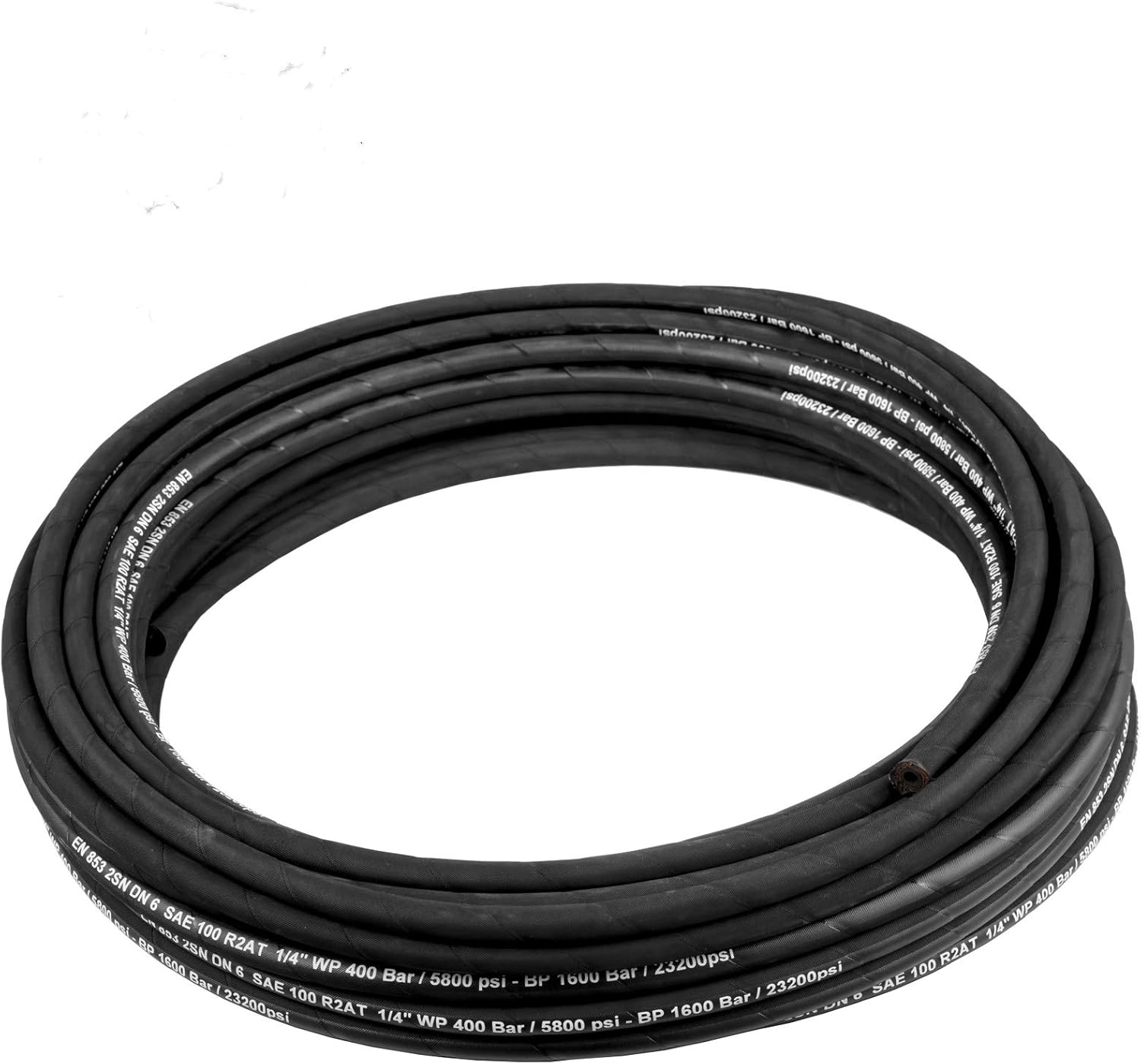 VEVOR Hydraulic Hose 3/8 inch x 50 ft, Coiled Hydraulic Hose 4800 PSI, Rubber
