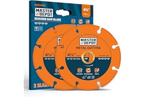 MASTER DEPOT Diamond Cutting Wheel 4 1/2 Inch with 5/8"- 7/8" Arbor, Cut Off Wheel for Metal with 5000+ Cuts on Rebar, Steel, Iron and INOX, Angle Grinder Cutting Disc, 2 Pack