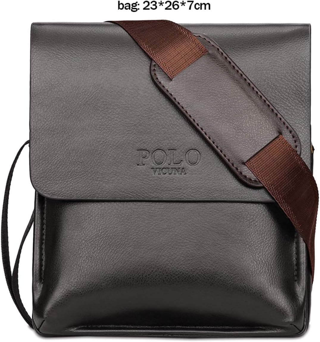 ZHD Men Shoulder Bag Business Messenger Leather Handbag Backpack Crossbody with Top-Handle And Adjustable Strap Color Size Optional,E